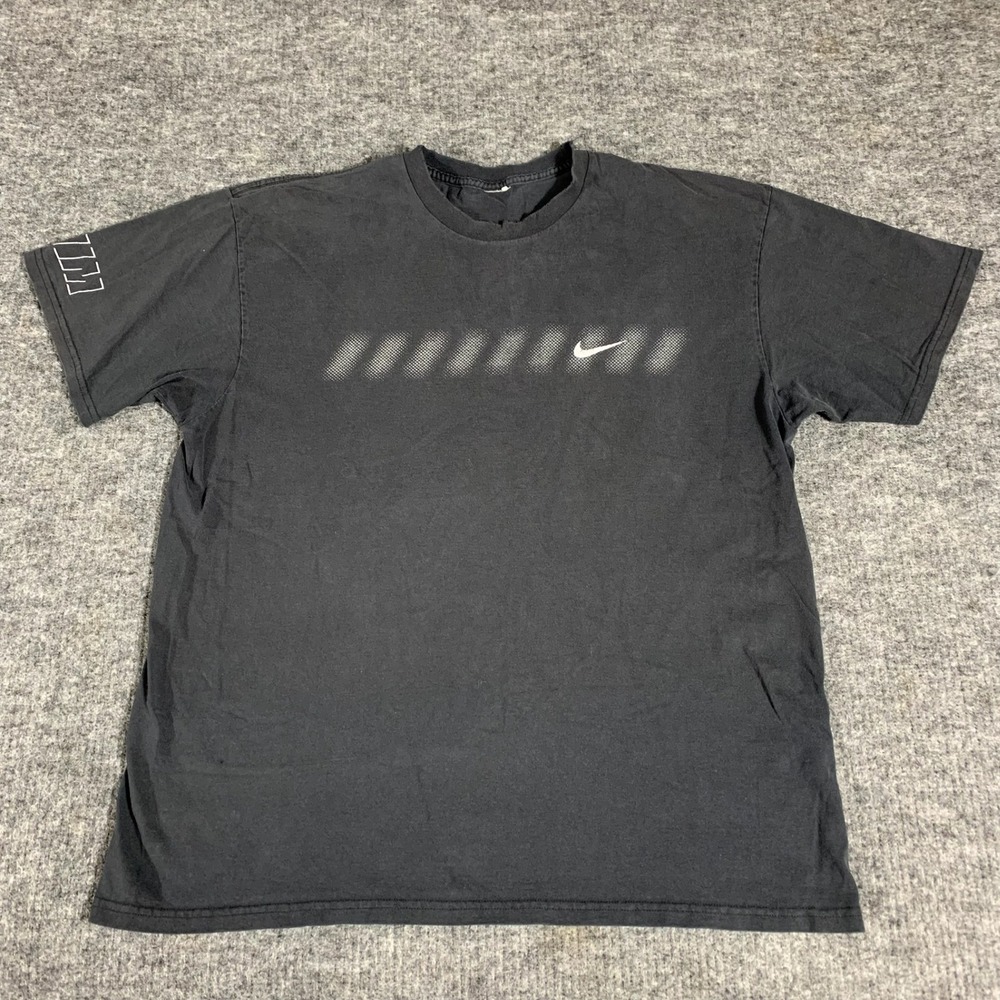 Vintage Nike T Shirt Mens XL Black Graphic Swoosh Y2K Distressed Faded Retro